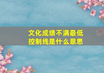 文化成绩不满最低控制线是什么意思