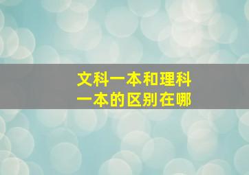 文科一本和理科一本的区别在哪