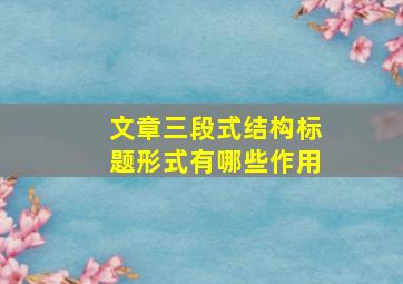 文章三段式结构标题形式有哪些作用