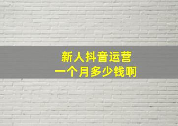 新人抖音运营一个月多少钱啊