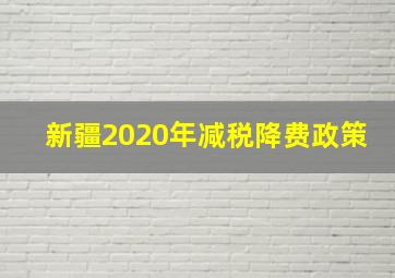 新疆2020年减税降费政策