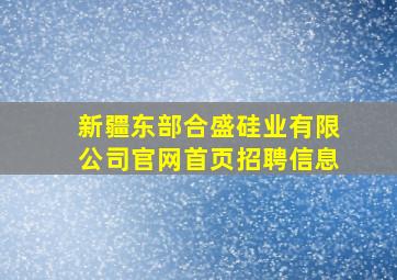 新疆东部合盛硅业有限公司官网首页招聘信息