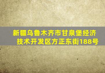 新疆乌鲁木齐市甘泉堡经济技术开发区方正东街188号