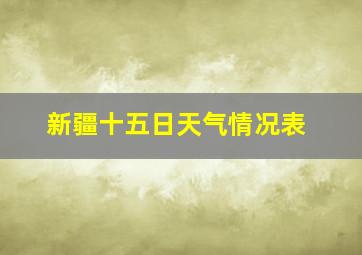 新疆十五日天气情况表