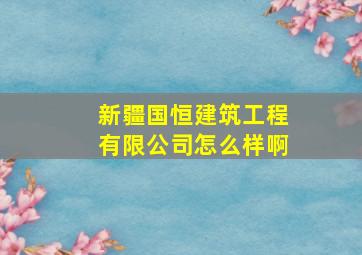 新疆国恒建筑工程有限公司怎么样啊