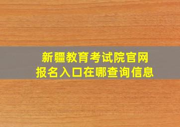 新疆教育考试院官网报名入口在哪查询信息