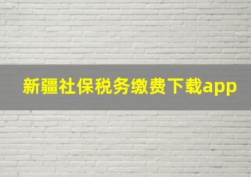 新疆社保税务缴费下载app