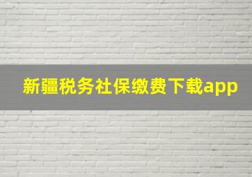 新疆税务社保缴费下载app