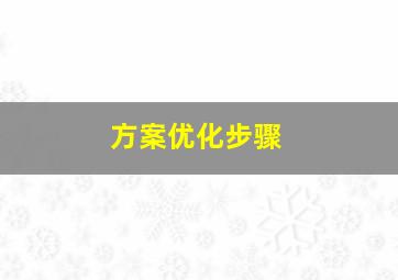 方案优化步骤