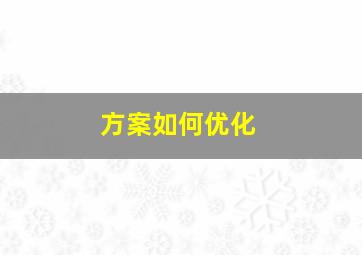 方案如何优化