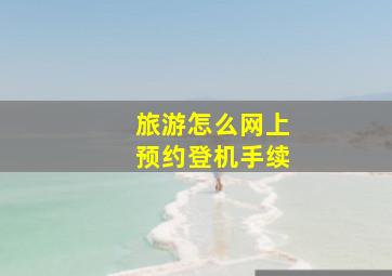 旅游怎么网上预约登机手续