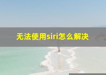 无法使用siri怎么解决