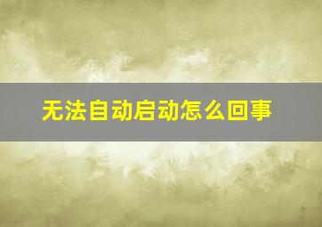 无法自动启动怎么回事