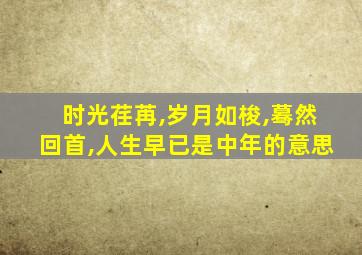 时光荏苒,岁月如梭,蓦然回首,人生早已是中年的意思