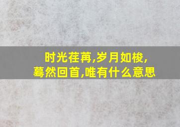 时光荏苒,岁月如梭,蓦然回首,唯有什么意思