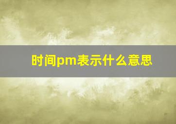 时间pm表示什么意思