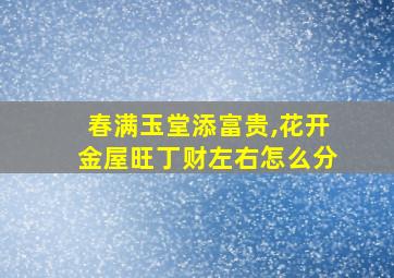 春满玉堂添富贵,花开金屋旺丁财左右怎么分