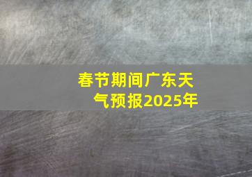 春节期间广东天气预报2025年