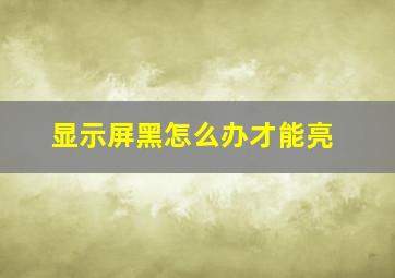 显示屏黑怎么办才能亮