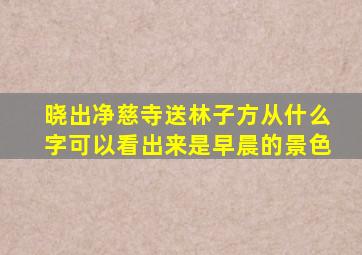 晓出净慈寺送林子方从什么字可以看出来是早晨的景色