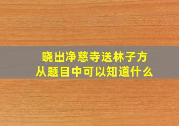 晓出净慈寺送林子方从题目中可以知道什么