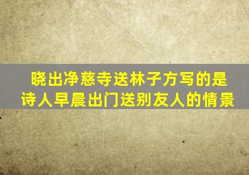 晓出净慈寺送林子方写的是诗人早晨出门送别友人的情景