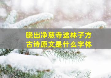 晓出净慈寺送林子方古诗原文是什么字体