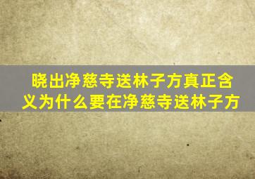 晓出净慈寺送林子方真正含义为什么要在净慈寺送林子方