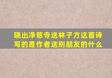 晓出净慈寺送林子方这首诗写的是作者送别朋友的什么