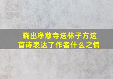 晓出净慈寺送林子方这首诗表达了作者什么之情