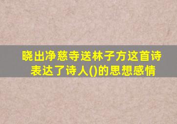 晓出净慈寺送林子方这首诗表达了诗人()的思想感情