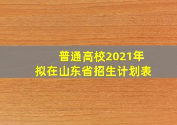 普通高校2021年拟在山东省招生计划表