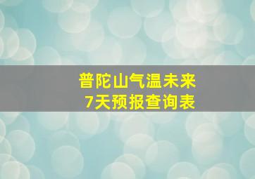 普陀山气温未来7天预报查询表