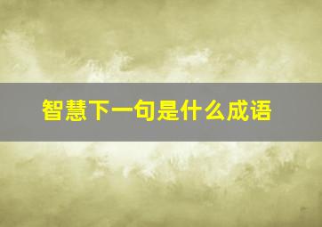 智慧下一句是什么成语