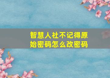 智慧人社不记得原始密码怎么改密码