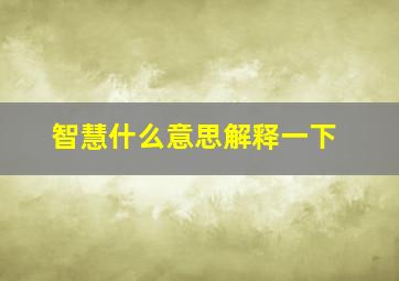 智慧什么意思解释一下