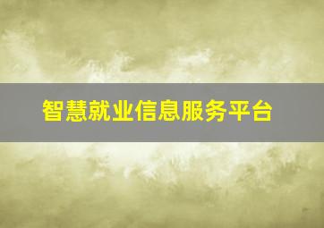 智慧就业信息服务平台