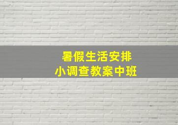 暑假生活安排小调查教案中班