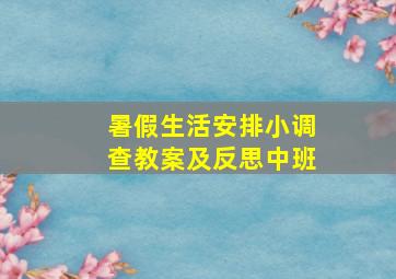 暑假生活安排小调查教案及反思中班