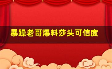 暴躁老哥爆料莎头可信度