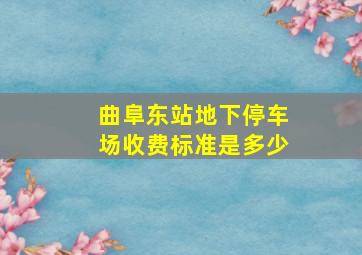 曲阜东站地下停车场收费标准是多少