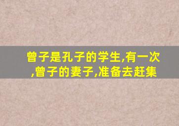 曾子是孔子的学生,有一次,曾子的妻子,准备去赶集