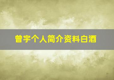 曾宇个人简介资料白酒