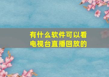 有什么软件可以看电视台直播回放的