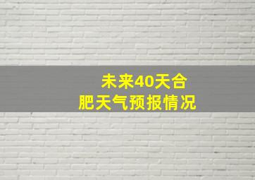 未来40天合肥天气预报情况