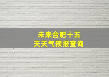 未来合肥十五天天气预报查询