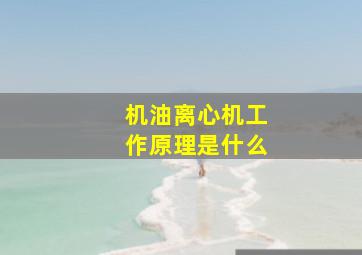 机油离心机工作原理是什么