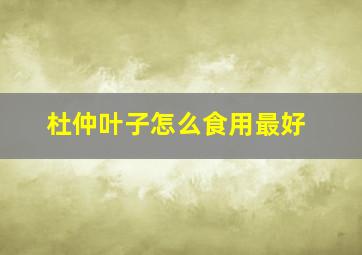 杜仲叶子怎么食用最好