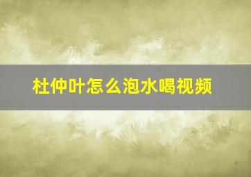 杜仲叶怎么泡水喝视频