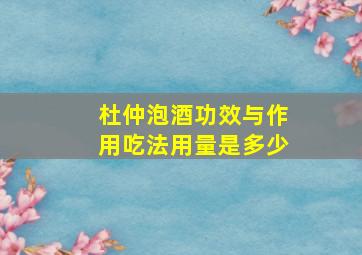 杜仲泡酒功效与作用吃法用量是多少